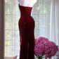 Beautiful Sheath Off-the-Shoulder Red Evening Dress Beaded Tulle Prom Dress MD372