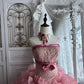 Beautiful Ball Gown Off-the-Shoulder Pink Evening Dress Pleated 3D Organza Rose Appliqués Prom Dress MD373