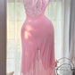 Beautiful Sheath Halter Neck Pink Evening Dress Pleated Sequins Tulle Prom Dress MD378
