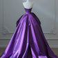 A-Line Sweetheart Neck Satin Purple Long Prom Dress, Purple Long Evening Gown MD386