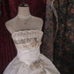 Elegant A-line Off-the-Shoulder Long Wedding Dress Beaded Cascade Satin White Prom Dress MD387