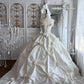 Elegant Ball Gown Halter Neck Long Wedding Dress Beaded 3D floral appliqués Satin White Prom Dress MD388
