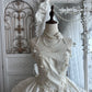 Elegant Ball Gown Halter Neck Long Wedding Dress Beaded 3D floral appliqués Satin White Prom Dress MD388