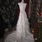 Elegant A-line Halter Neck Long Wedding Dress Beaded Cascade Satin White Prom Dress MD389
