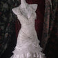 Elegant A-line Halter Neck Long Wedding Dress Beaded Cascade Satin White Prom Dress MD389