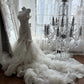 Elegant Mermaid V Neck Long Wedding Dress Tulle White Prom Dress MD390