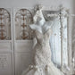 Elegant Mermaid V Neck Long Wedding Dress Tulle White Prom Dress MD390