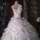 Elegant Ball Gown Sweetheart Neck Long Wedding Dress Cascade Tulle White Prom Dress MD391