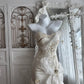 Elegant Mermaid Strapless Neck Long Wedding Dress Pleated  Beaded Satin White Prom Dress MD393