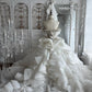 Elegant Ball Gown Sweetheart Neck Long Wedding Dress Pleated  Beaded Lace White Prom Dress MD395