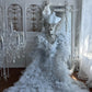 Beautiful Mermaid Sweetheart Neck Silver Evening Dress Beaded Tulle Prom Dress MD412