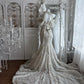Beautiful Mermaid Halter Neck Silver Evening Dress Beaded Tulle Prom Dress MD413