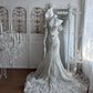 Beautiful Mermaid Halter Neck Silver Evening Dress Beaded Tulle Prom Dress MD414