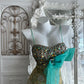 Beautiful Sheath Sweetheart Neck Green Evening Dress 3D floral appliqués Tulle Prom Dress MD415