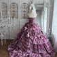 Beautiful Ball Gown Strapless Neck Purple Evening Dress Pleated 3D floral appliqués Tulle Prom Dress MD416