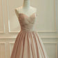 A-Line V Neck Taffeta Champagne Long Prom Dress, Champagne Long Formal Dress MD429