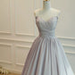 A-Line V Neck Taffeta Champagne Long Prom Dress, Champagne Long Formal Dress MD429
