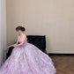 Elegant Ball Gown Off-the-Shoulder Pink Evening Dress Sequins Tulle Prom Dress MD462