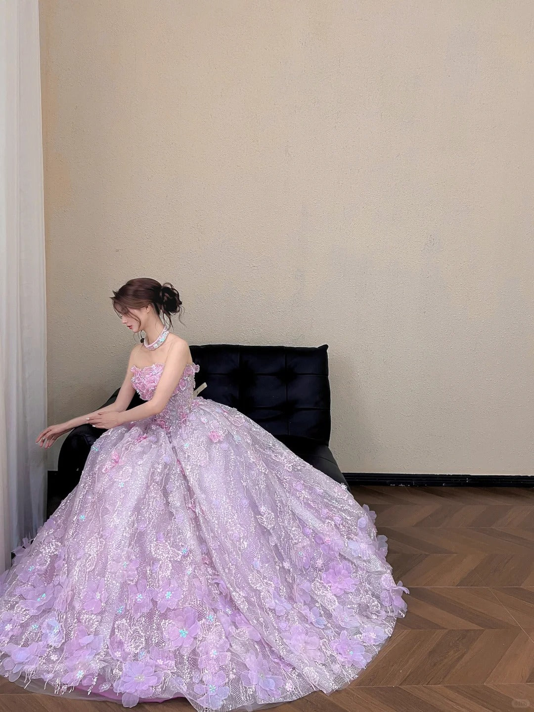 Elegant Ball Gown Off-the-Shoulder Pink Evening Dress Sequins Tulle Prom Dress MD462