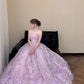 Elegant Ball Gown Off-the-Shoulder Pink Evening Dress Sequins Tulle Prom Dress MD462