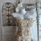 Elegant Sheath Off-the-Shoulder Champagne Evening Dress 3D fabric appliqué Lace Prom Dress MD464