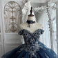 Elegant Ball Gown Sweetheart Black Evening Dress Embroidered Tulle Prom Dress MD467