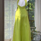 Elegant Sheath Halter Neck Green Evening Dress Pleated Tulle Prom Dress MD472