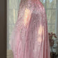 Elegant Sheath Strapless Neck Pink Evening Dress Sequins Chiffon Prom Dress MD476