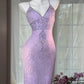 Elegant Sheath V Neck Pink Evening Dress Beaded Chiffon Prom Dress MD477