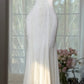 Elegant A-line Strapless Neck Long Wedding Dress Beaded Tulle White Prom Dress MD482