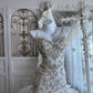 Elegant Mermaid Spaghetti Straps Neck Long Wedding Dress Beaded Tulle White Prom Dress MD486