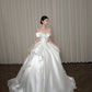 Elegant Ball Gown Off-the-Shoulder Long Wedding Dress Satin White Prom Dress MD487