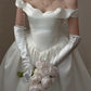 Elegant A-line Off-the-Shoulder Long Wedding Dress Satin White Prom Dress MD488