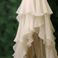 White Chiffon High Low Layers V-neckline Wedding Party Dress, Chiffon Evening Dress MD492
