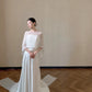 Elegant Sheath Strapless Long Wedding Dress Satin White Prom Dress MD493