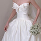 Elegant A-line Strapless Long Wedding Dress Satin White Prom Dress MD494