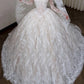 Elegant Ball Gown Strapless Long Wedding Dress Lace White Prom Dress MD495