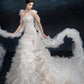 Elegant Sheath Strapless Long Wedding Dress Pleated Tulle White Prom Dress MD496