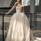 Elegant A-line Off-the-Shoulder Long Wedding Dress Satin White Prom Dress MD498