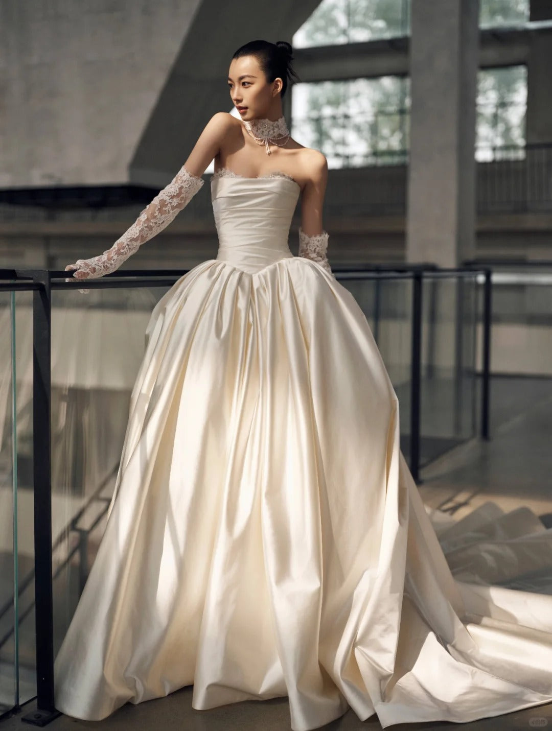 Elegant A-line Off-the-Shoulder Long Wedding Dress Satin White Prom Dress MD498