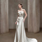 Elegant Sheath Strapless Long Wedding Dress Satin White Prom Dress MD504