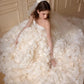 Elegant Ball Gown Strapless Long Wedding Dress 3D floral appliqués Tulle White Prom Dress MD505