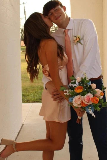 Chic Strapless Sweetheart Backless Sheath Sleeveless Short Party Dress Homecoming Dress DP6308