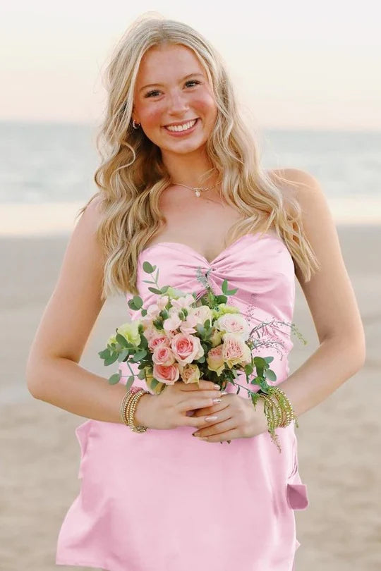 Chic Strapless Sweetheart Backless Sheath Sleeveless Short Party Dress Homecoming Dress DP6308