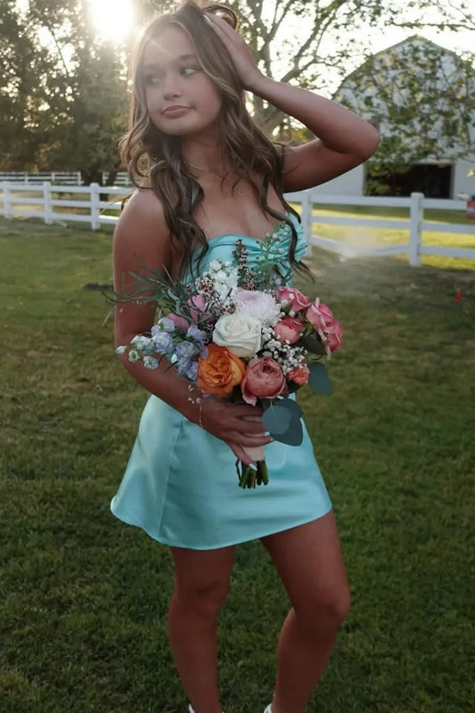 Chic Strapless Sweetheart Backless Sheath Sleeveless Short Party Dress Homecoming Dress DP6308