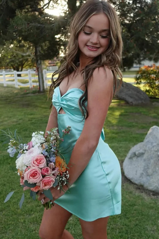 Chic Strapless Sweetheart Backless Sheath Sleeveless Short Party Dress Homecoming Dress DP6308