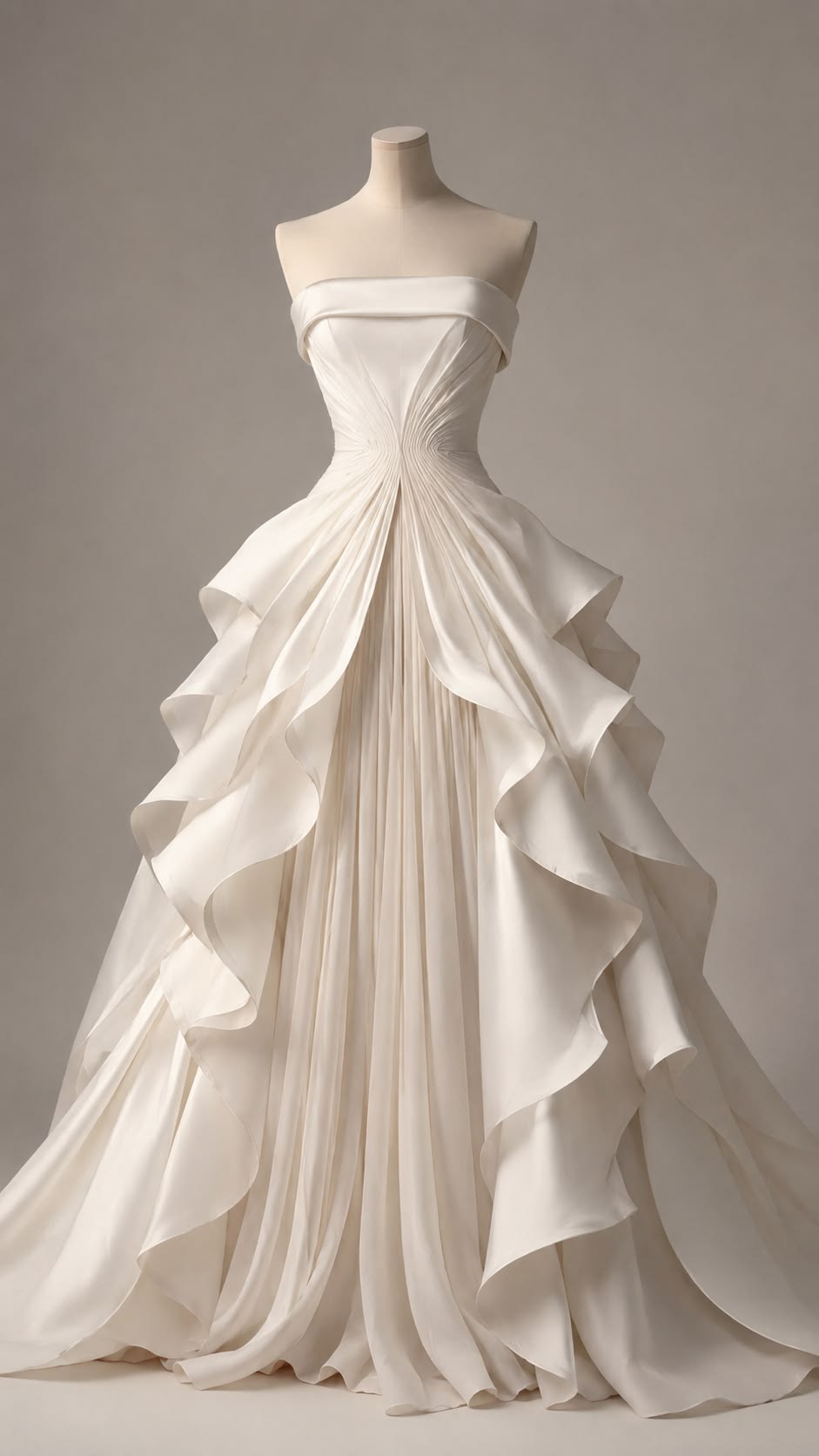 Elegant Off-the-Shoulder White A-line Wedding Dress Tulle Tiered Bridal Gown MD075