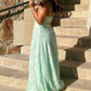 Glamorous Mint Green Strapless Jacquard Chiffon Slit Prom Dress DP8437