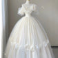 Lovely Off Shoulder A-Line Tulle Wedding Dress Quinceanera Dress,, DP4207