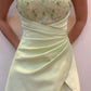 Vintage Pale Green Strapless A-Line Beaded Bodice Ruched Evening Gown DP8448
